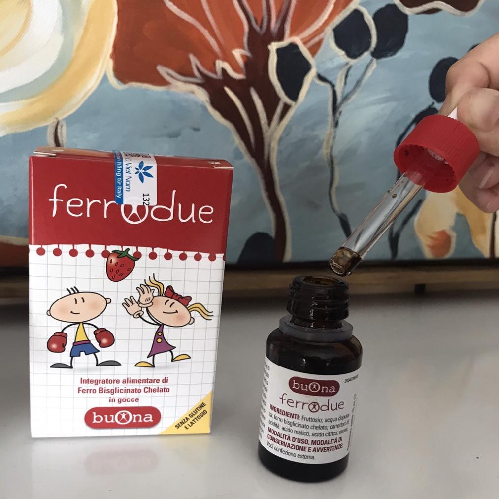 Buona Ferrodue - Bổ sung sắt hữu cơ và hỗ trợ giảm nguy cơ thiểu máu cho trẻ sơ sinh và trẻ nhỏ (15ml)