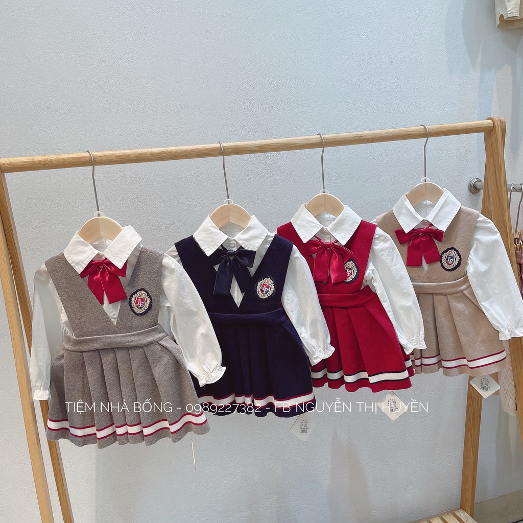 Set len nữ kèm sơ mi cho bé gái 9-18kg - hàng quảng châu cao cấp