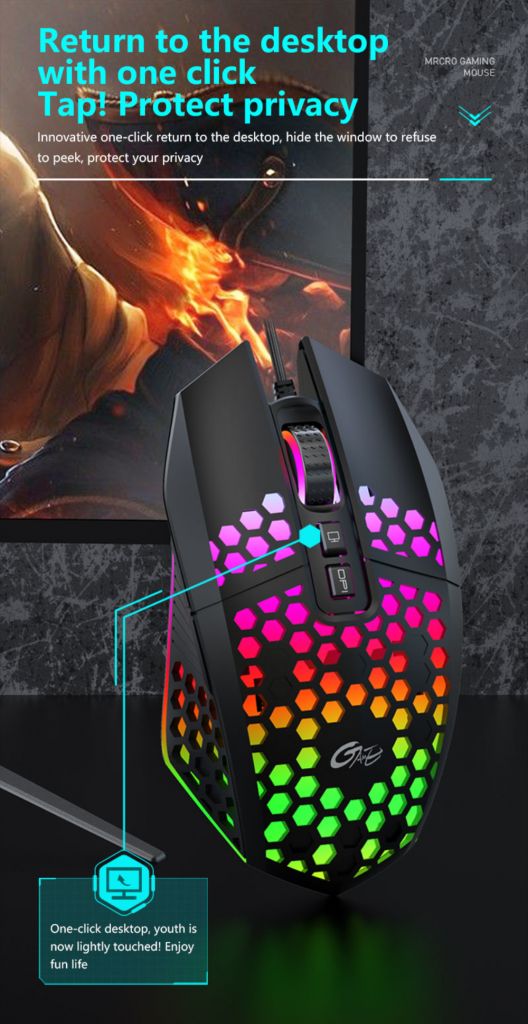 【Ready Stock】 X801 7 Buttons USB Wired Hollow Mouse 6 Speed 8000 DPI Adjustable Lighting Gaming Mouse For Computer PC Laptop 【queen2019】