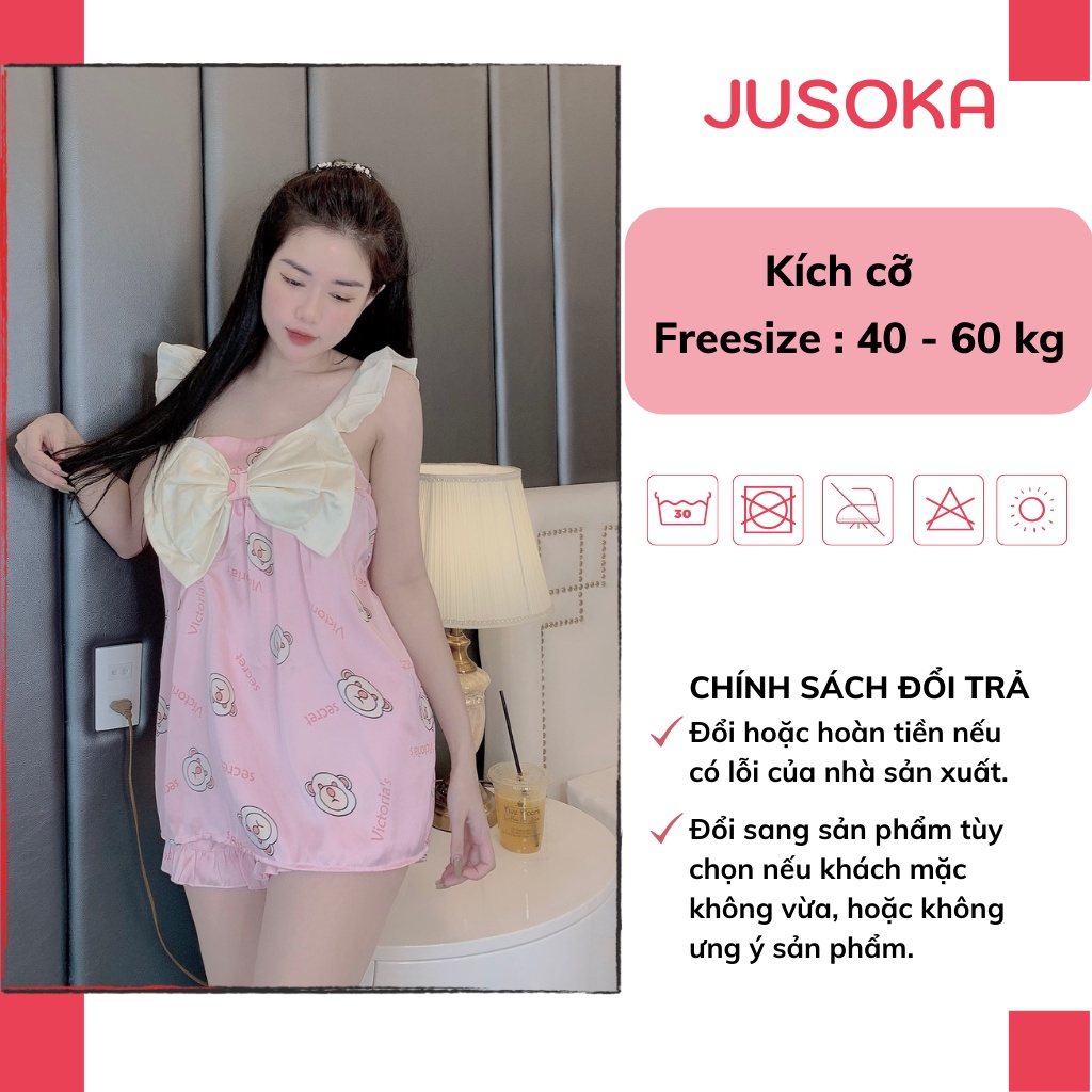 Đồ ngủ sexy nữ pijama 2 dây lụa mặc nhà bigsize cute dễ thương JUSOKA