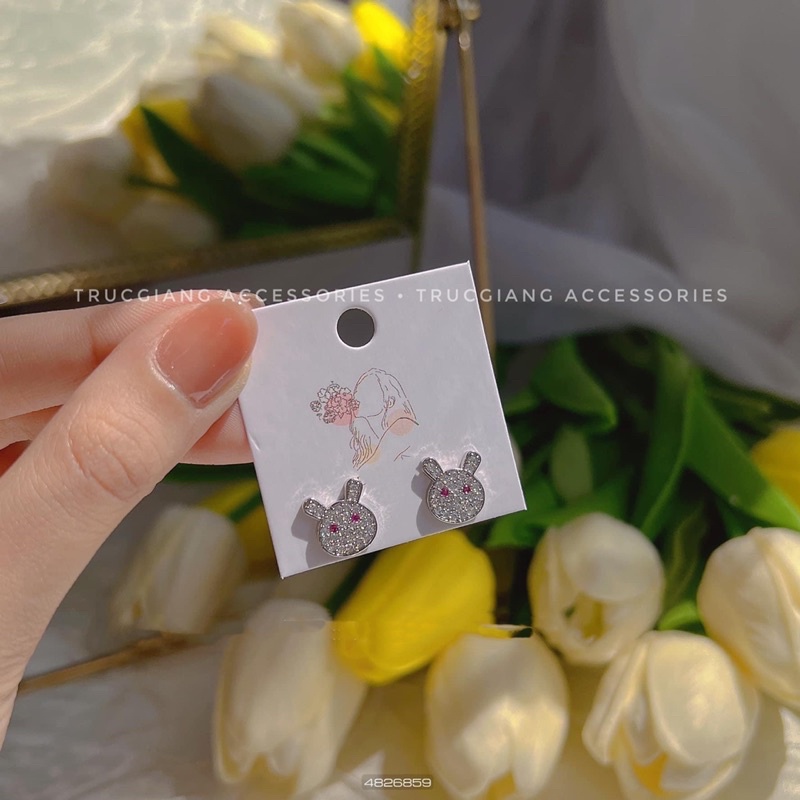 Bông tai xi bạch kim siêu sáng