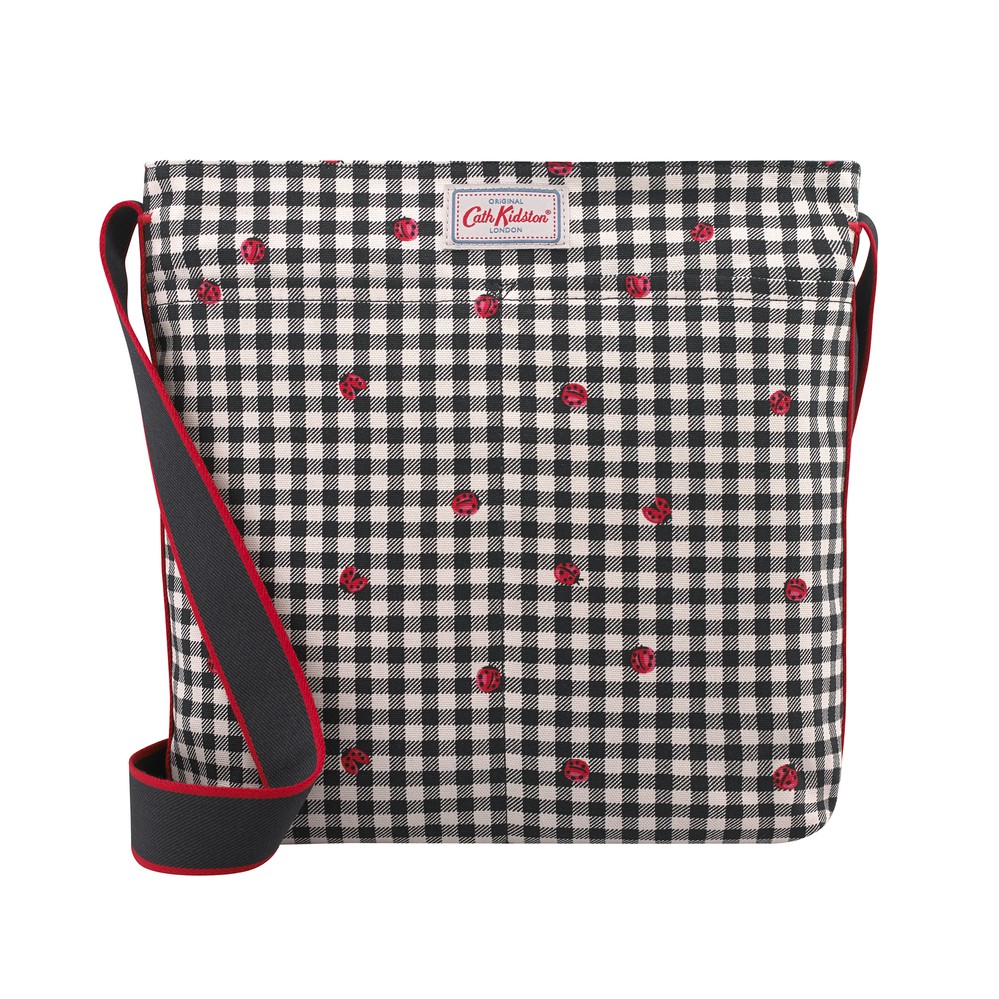 Cath Kidston - Túi đeo chéo Zipped Messenger Bag Ladybug Gingham - 984164 - Stone Charcoal