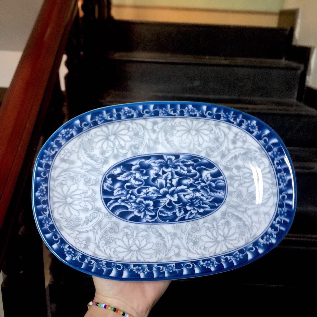Đĩa bát tràng  Bộ bát tràng cao câp -Gốm sứ xanh lam