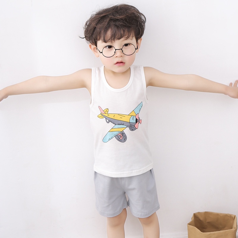 BT18 Size90-140 (9-28kg) Set bộ bé trai Bộ thun hè 3 lỗ bé trai 100% coton Hàng quảng châu thời trang trẻ em