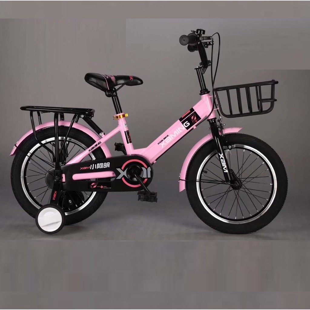 Xe đạp trẻ em Xaming size 16/18 inch dành cho bé 4-10 tuổi có giỏ, gác baga và bánh phụ