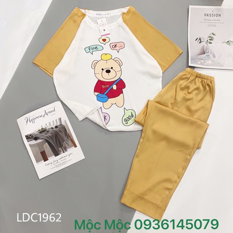 Đồ Bộ Lụa latin cổ tròn cộc tay *siêu cute* nhé. Hình và mẫu chụp là ẢNH THẬT 100%
