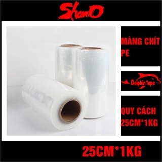 [1kg x 25cm] Màng chít PE – Chuyên dùng cuốn bọc hàng hóa – Dính và dai chắc – Rộng 25Cm x 1Kg/cuộn