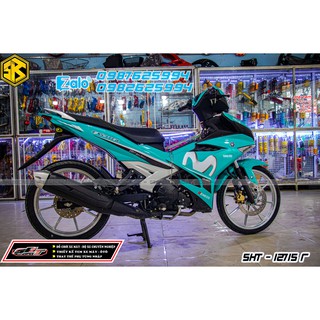 tem trùm exciter 150 xanh trắng movistar