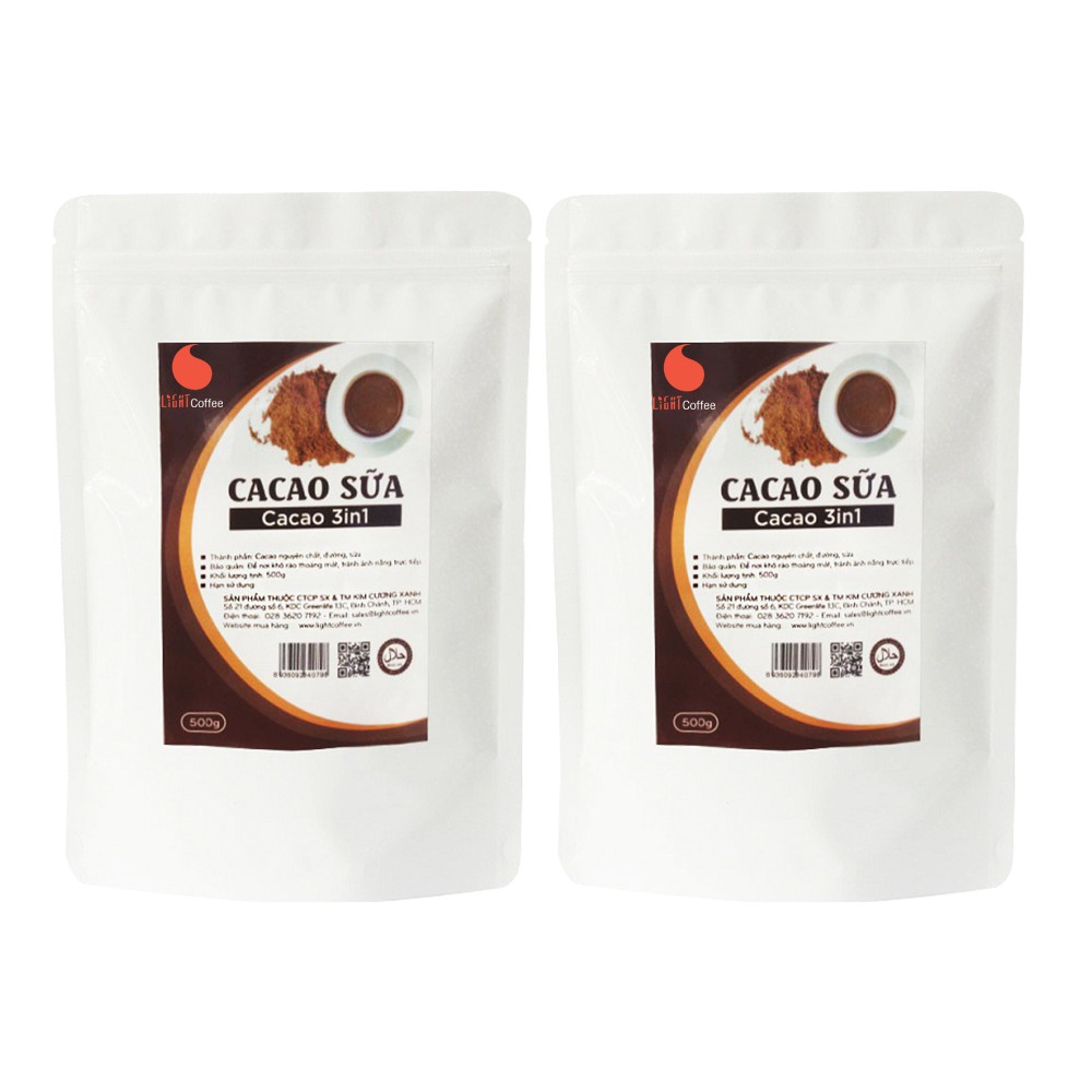 [Mã FMCGM25 - 10% đơn 150K] Bột cacao sữa vị đậm đà, thơm ngon Light Coffee - 1KG (2 gói)