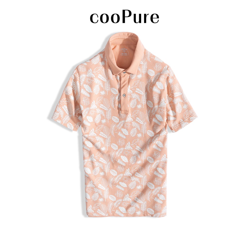 Áo polo nam Tropical Leaves cooPure xanh đậm 100% cotton, thiết kế mới mẻ NO.2713 (4 màu)