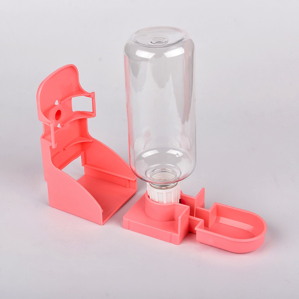 Bình nước cho chó mèo gắn chuồng có khay treo lồng cho thú cưng cấp nước tự động 500ml