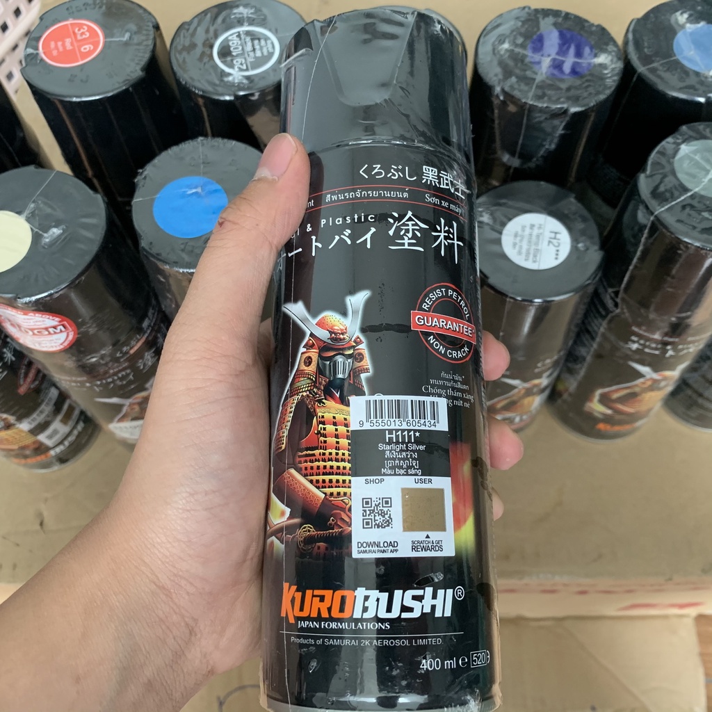 Combo cao cấp sơn samurai, sơn xịt xe máy màu cam Repsol TCH237 (Lót: 2K04, Nền UCH237, Màu TCH237, Phủ 2K01)