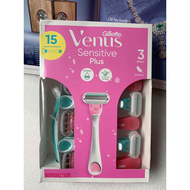 SET 2 dao cạo lông cho nữ có đầu bơ Gillette Venus Sensitive Plus 3 lưỡi (Không có hộp)