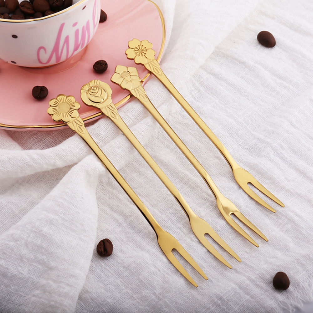 EPOCH Nĩa Ăn Trái Cây Hình Bông Hoa Bằng Thép Không Gỉ