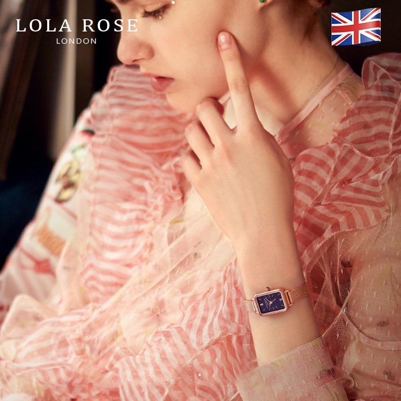 Đồng hồ nữ dây kim loại Lolarose mặt chữ nhật 20x27mm galaxy cao cấp tinh tế sang trọng LR4138