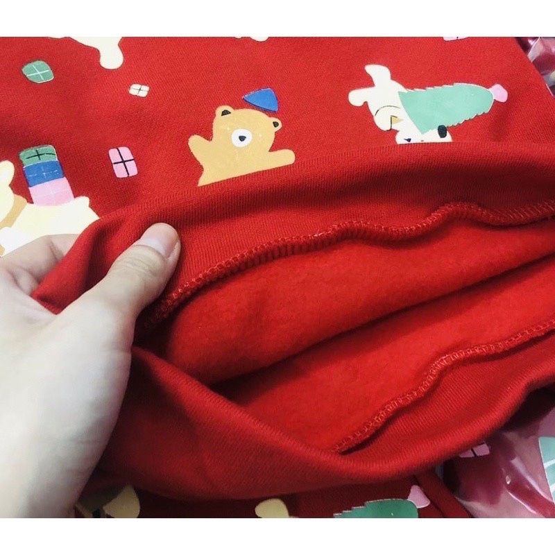 BỘ NỈ BÔNG ĐỎ IN HOẠT HÌNH CHO BÉ