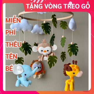 [TẶNG BẢNG TÊN BÉ & VÒNG TREO] Đồ chơi treo nôi cho bé kích thích thị giác CoCo Kids, có nhạc tự xoay SƯ TỬ 5