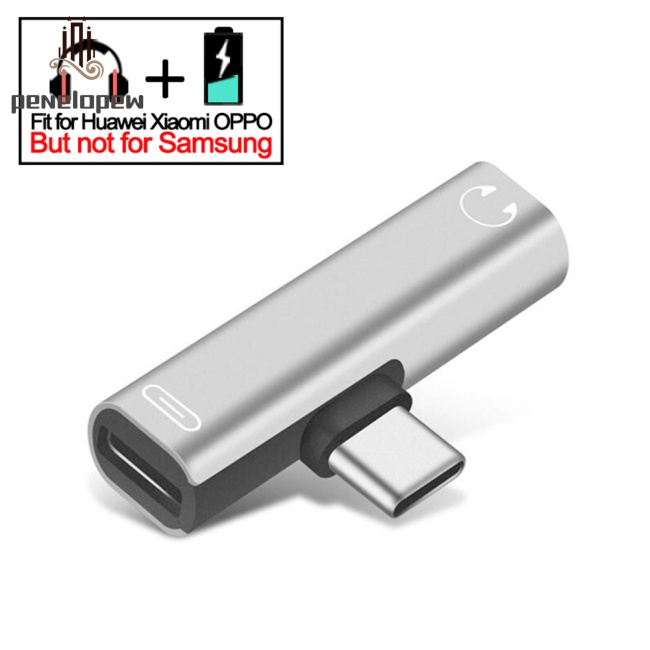 Đầu chuyển đổi cáp sạc tai nghe 2 trong 1 USB 3.5 sang Type C Otg tương thích với Macbookpro Xiaomi Huawei Type-c