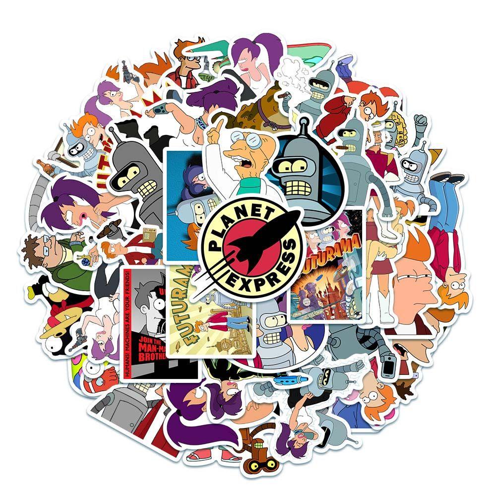 Bộ 50 Miếng Dán Anime Fly Out a Futurama Bằng PVC Trang Trí Sổ Tay / Vali / Laptop / Vali / Bộ Sưu Tập Hình Anime