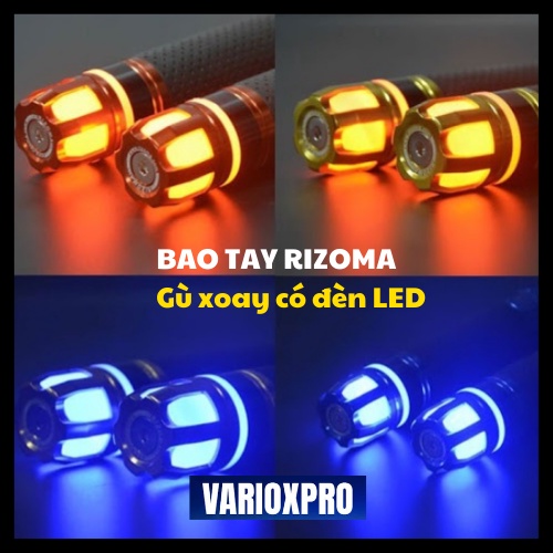Bao Tay Xe Máy Rizoma Mẫu Gù Xoay Có Đèn Led Bọc Tay Lái Cho Xe Sirus Wave Exciter Winner SH...