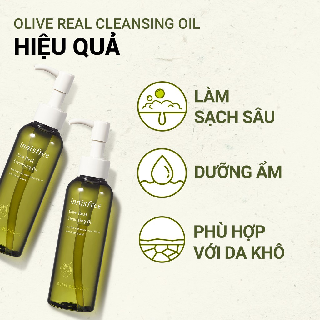 [Mã COSIF05 giảm 10% đơn 400K] Dầu tẩy trang dưỡng ẩm innisfree Olive Real Cleansing Oil 150ml