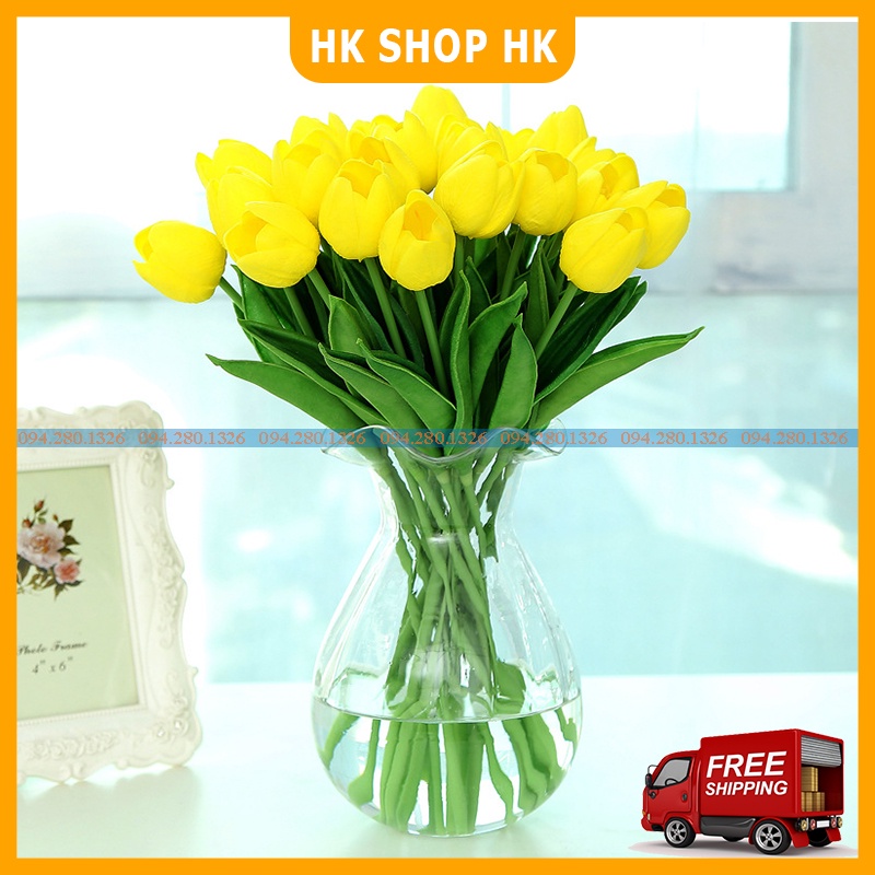 Hoa Giả - Hoa Tulip nhiều màu sắc 33cm trang trí xinh xắn, nhẹ nhàng, phụ kiện decor