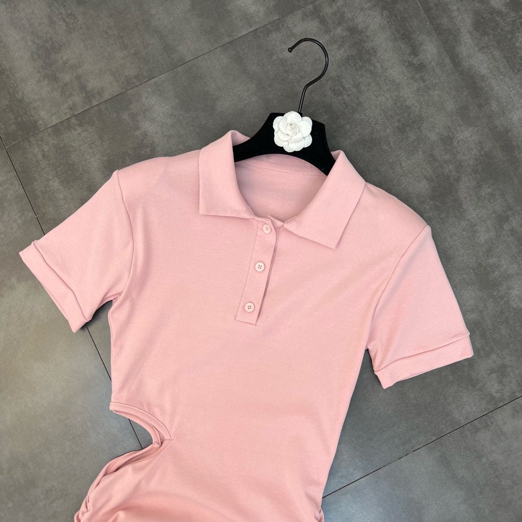 Váy Polo Cut Eo LSEOUL V1347 Chất Cotton Dày Dặn Trẻ Trung Năng Động