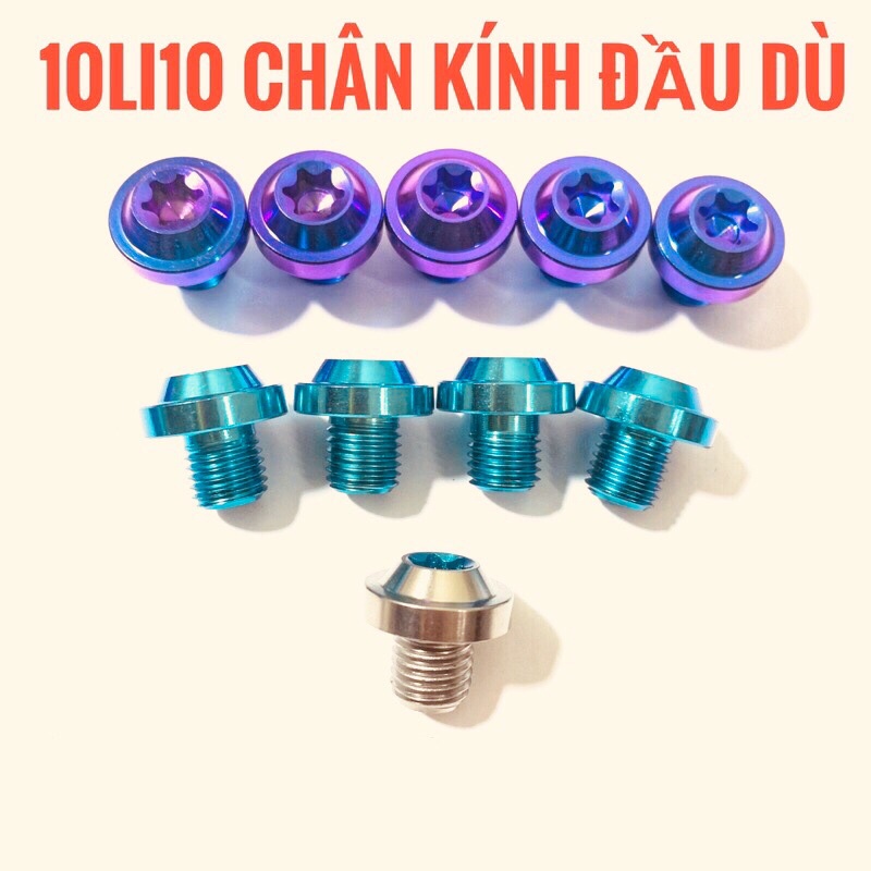 (Chuẩn Gr5) Ốc titan chân kính 10li ren thuận và ren nghịch