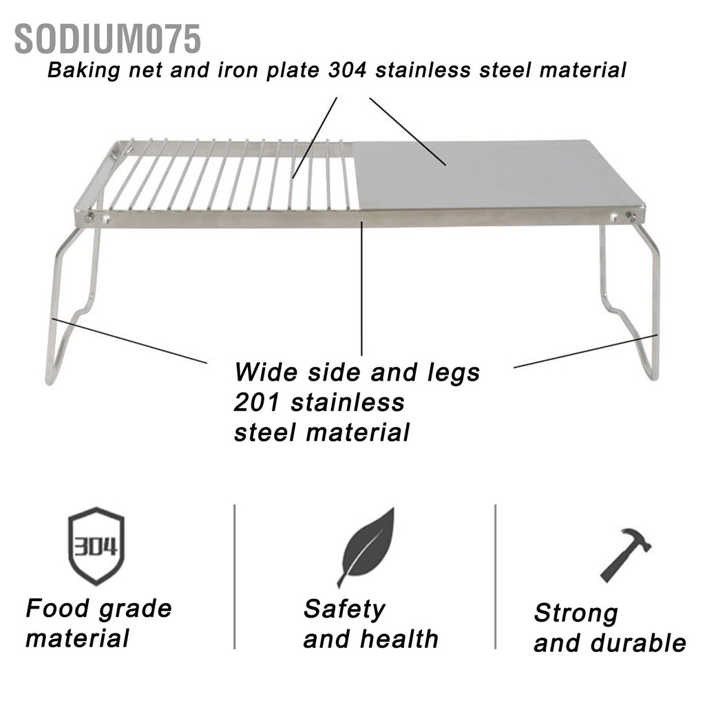 Sodium075 Chân nướng đa chức năng Gấp bằng thép không gỉ ngoài trời đế cho món BBQ Cắm trại Chuyến đi du lịch