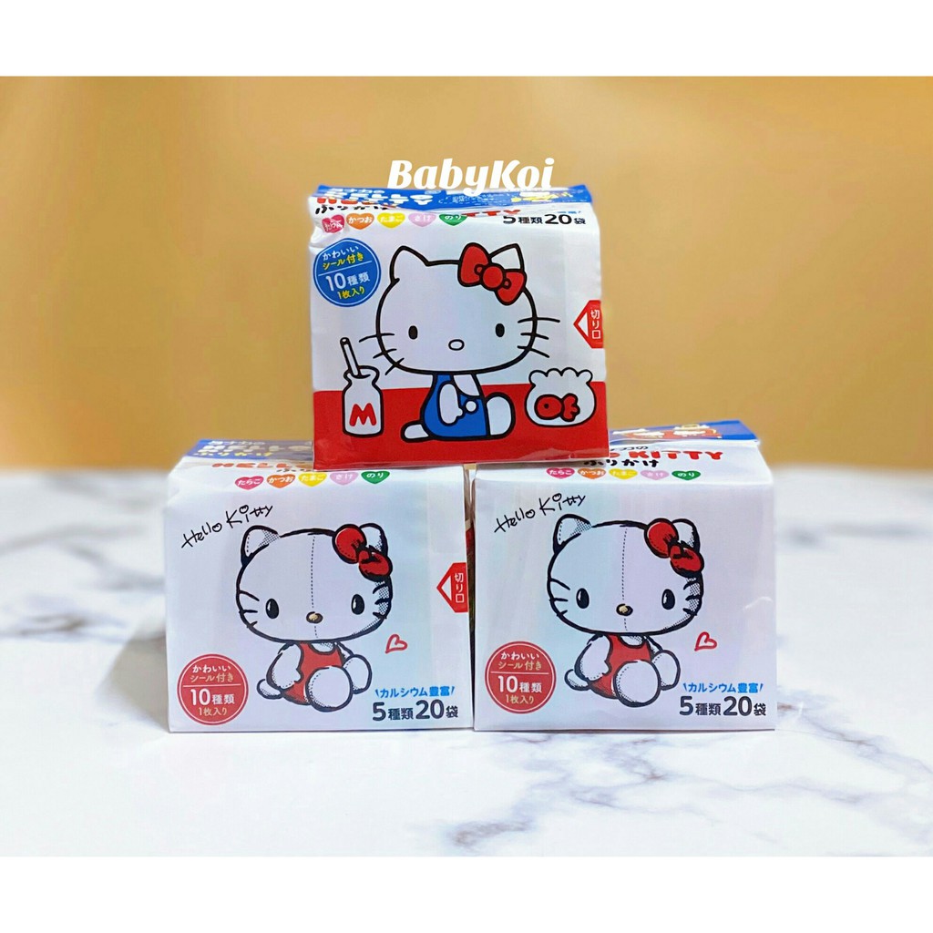 Gia vị rắc cơm Hello Kitty Nhật gồm 20 gói nhỏ cho trẻ ăn dặm (Date 10/2022)