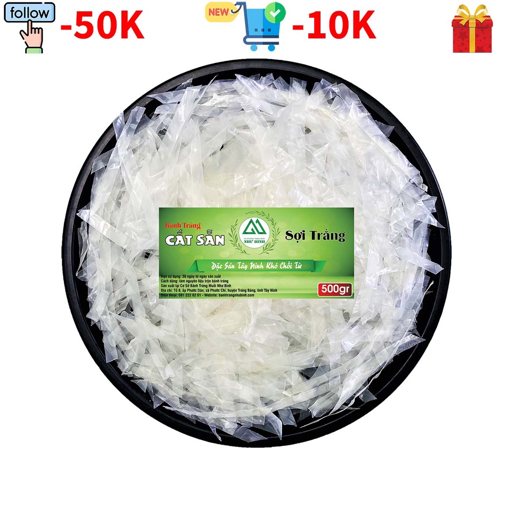 Bánh Tráng Cắt SỢI TRẮNG MỎNG 9MM Như Bình (500gr) Dùng Làm Nguyên Liệu Bánh Tráng Trộn BÁN BAO ĐẮT HÀNG