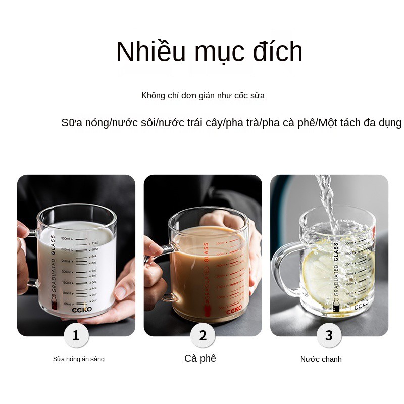 Cốc đựng sữa dành cho trẻ em thủy tinh trong suốt Bữa sáng bằng bột yến mạch nước làm đặc có thể đun nóng lò vi sóng