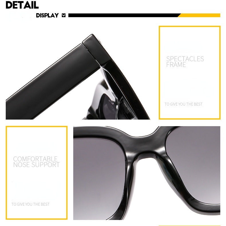 Phiên bản Hàn Quốc gọng lớn kính râm nữ bảo vệ tia cực tím kính râm nam kính vuông cổ điển UV400