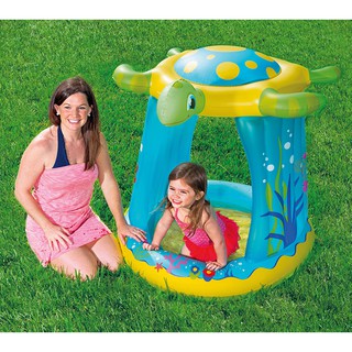 hồ bơi phao bể bơi phao có mái che hình con rùa, đáy mền êm cho bé 109 x 96cm cao 104cm Bestway