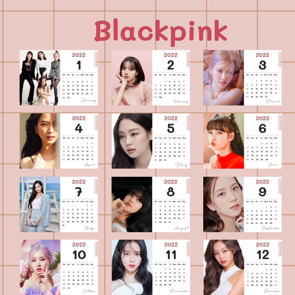 [Mã LIFEBOOK2 giảm 10% đơn 0Đ] POSTCARD Lịch để bàn, lịch treo tường 2022 mini size A6 LISA - Blackpink - Food | Aimée