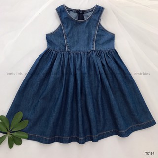 Đầm jean giấy cho bé  EMB Kids váy bò sát nách bé gái hàng Việt Nam thiết kế Size 2-8 T chất liệu mềm mại không phai màu