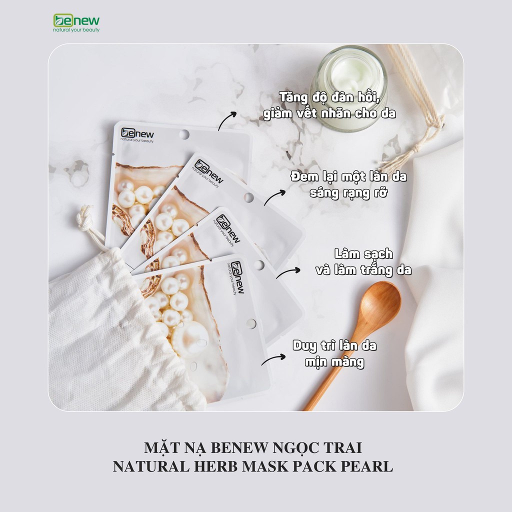 Mặt nạ Ngọc Trai trắng da Benew Natural Herb Mask Pack Pearl 22ml - Hàn Quốc Chính Hãng