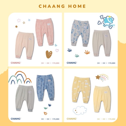 Chaang set 2 quần dài cotton cho bé trai, bé gái Dino pony