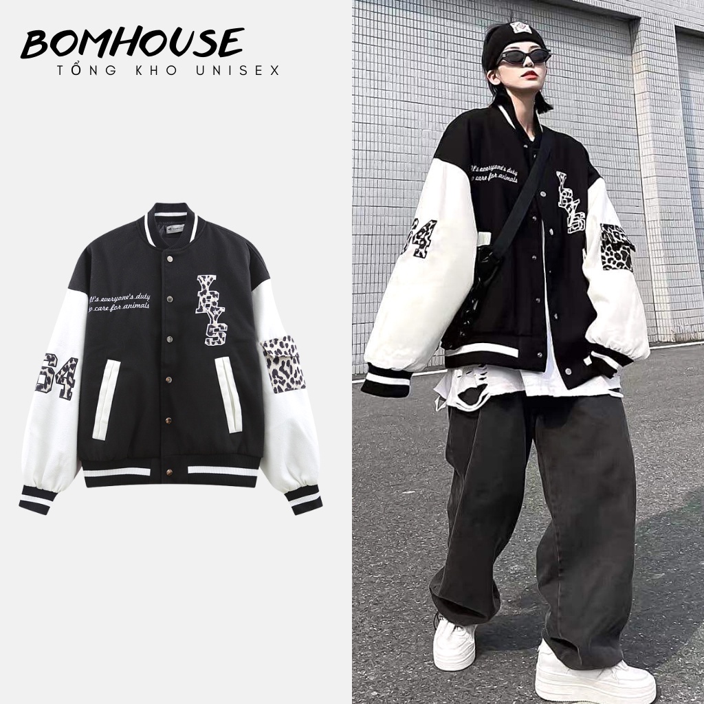 ❇❐Áo Bomber Nam Nữ Kaki BOM HOUSE Khoác Unisex Bóng Chày Teddy