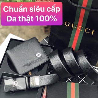 Bóp và thắt lưng da thật, chi tiết chuẩn - full box, phụ kiện