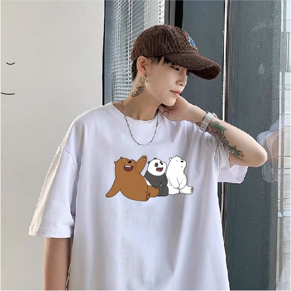 Áo thun Hoạt Hình 3 Con Gấu tay lỡ form suông rộng chất liệu thun cotton mềm mại