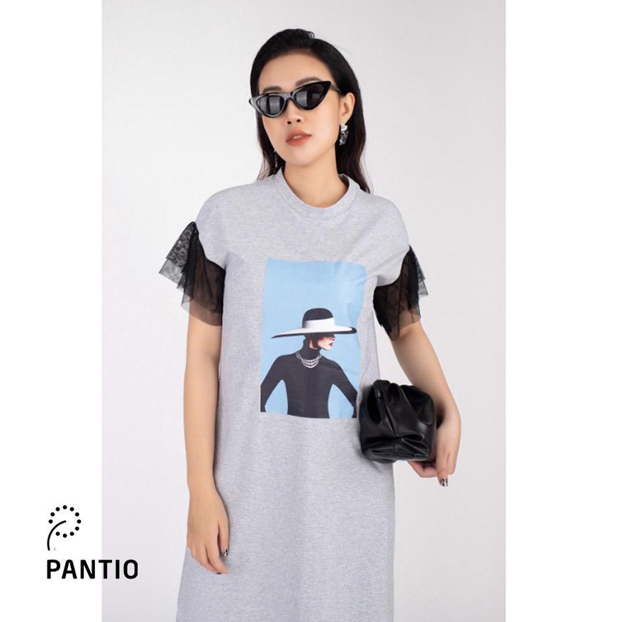 FDD5039 - Đầm thun công sở chất liệu Cotton tay ren - PANTIO
