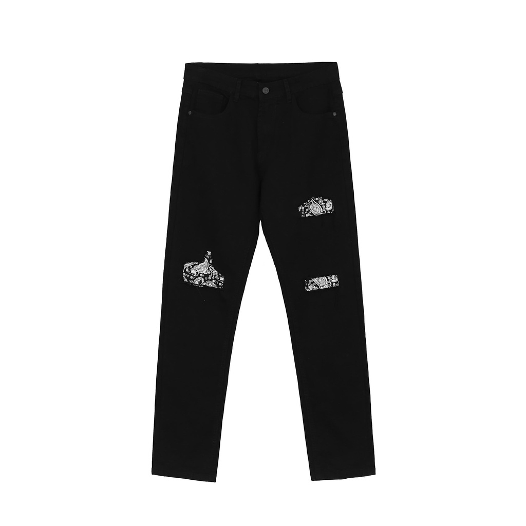 Quần Jeans Rách gối Bandana phong cách đường phố, Quần bò nam phong cách Streetwear