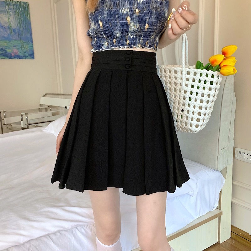 COZOK Chân Váy Xếp Ly Lưng Cao Kiểu Dáng Đơn Giản Hợp Thời Trang Phong Cách Hàn Quốc