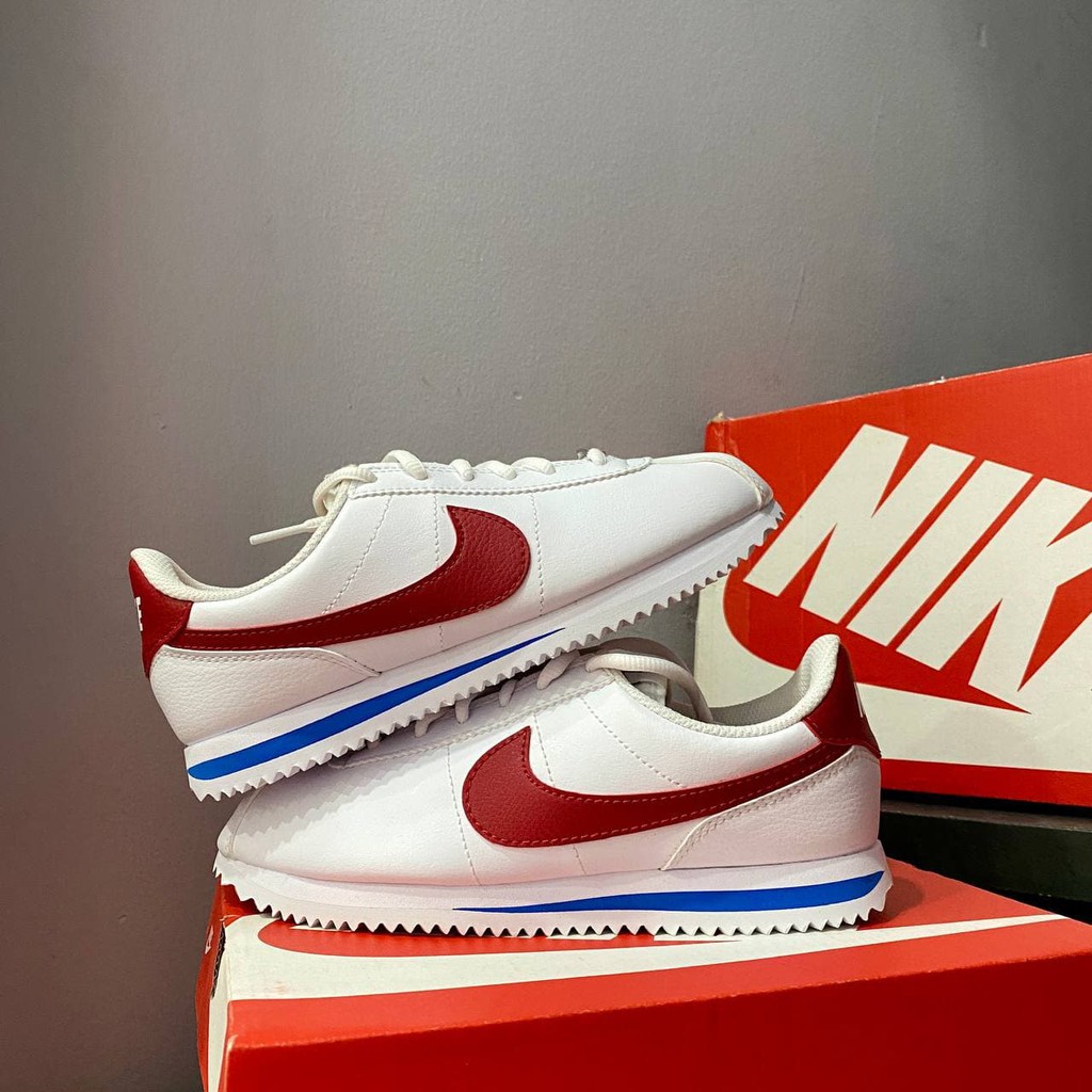 Giày Cortez Thể Thao Thời Trang Màu Trắng Móc Đỏ Nam Nữ Có Sẵn 904764-103