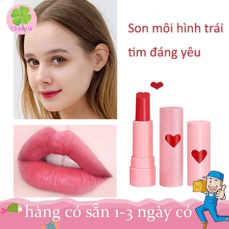 Son Lì Màu Nhung Mềm Mịn Hình Trái Tim Dễ Thương Không Phai Dành Cho Học Sinh, Lên Màu Đẹp Nhẹ Nhàng Chống Thấm Nước