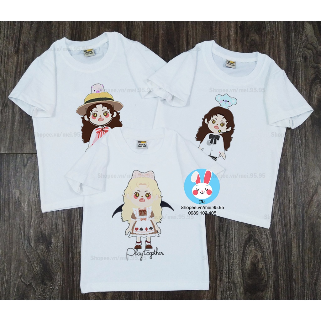 Áo thun Play Together giá rẻ - Mẫu Lễ Tình Nhân, Alice,Ngôi Sao Học Đường - Hình in nét dễ thương