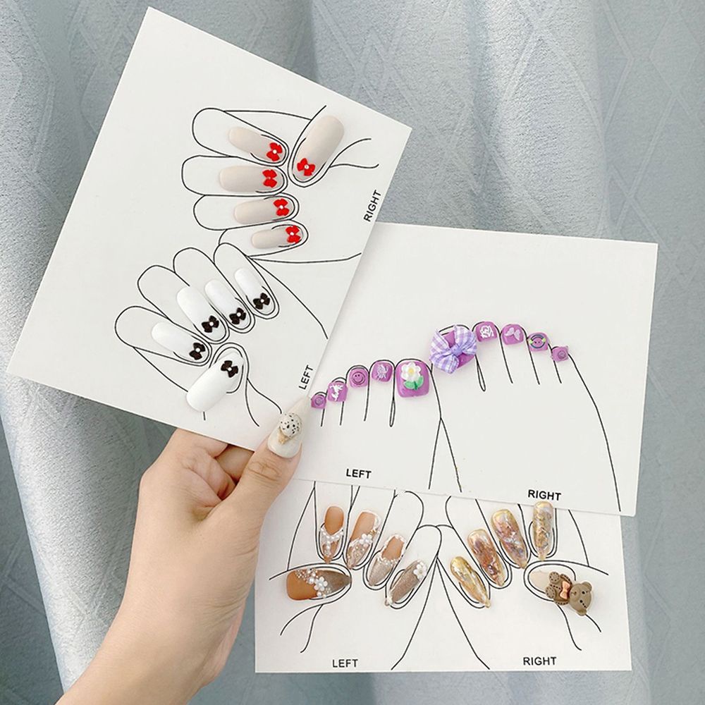 [Hàng mới về] Khuôn giấy hình chữ nhật làm giá đỡ trưng bày móng tay và móng chân giả chuyên dụng