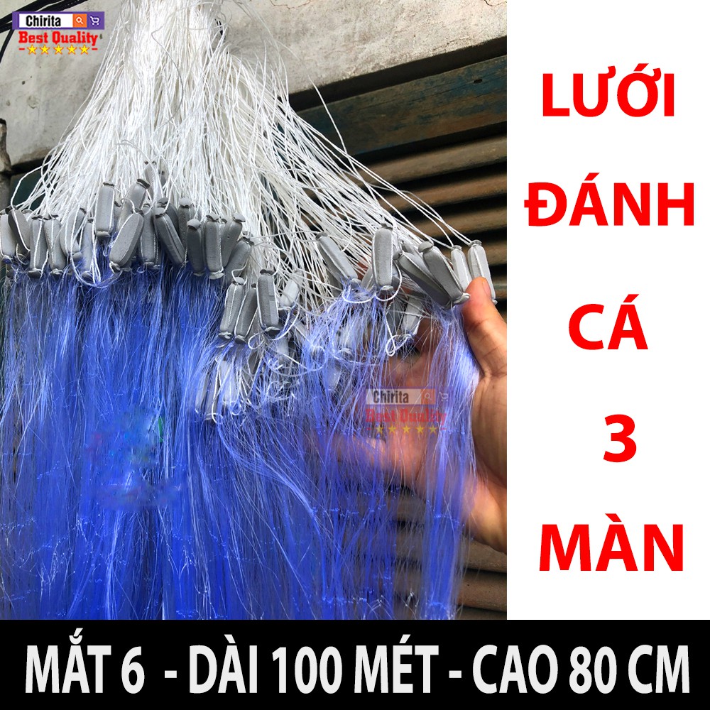 Lưới Đánh Cá 3 Màn LOẠI 1  - Dài 100 Mét - Cao 80cm - Đủ SIZE : Mắt 4 - 5 - 6