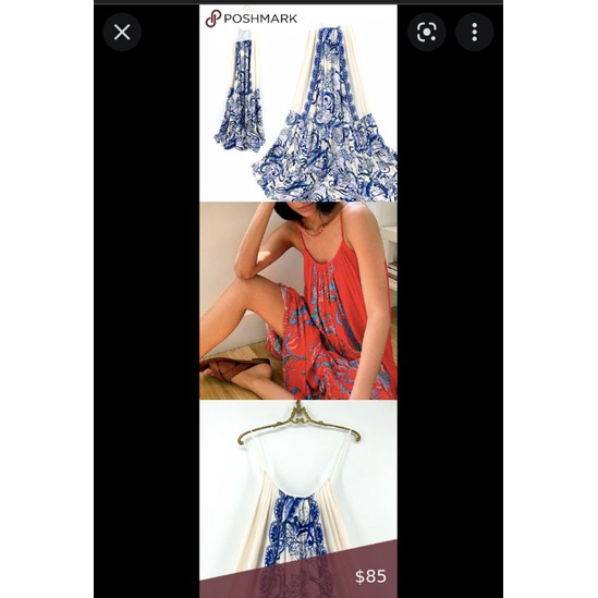 Free people miles away printed maxi slip vnxk đầm dáng dài siêu xoè hoạ tiết boho vintage xuất khẩu dư xịn